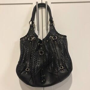 Cole Haan Village Weave black leather hobo bag - 2000’s Y2K